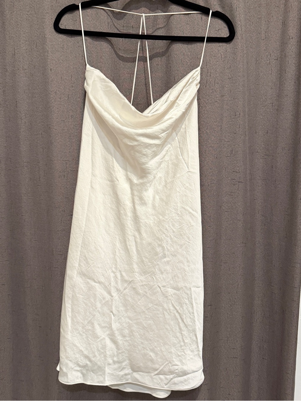 Aritzia Wilfred White Cowl-Neck Mini Slip Dress
